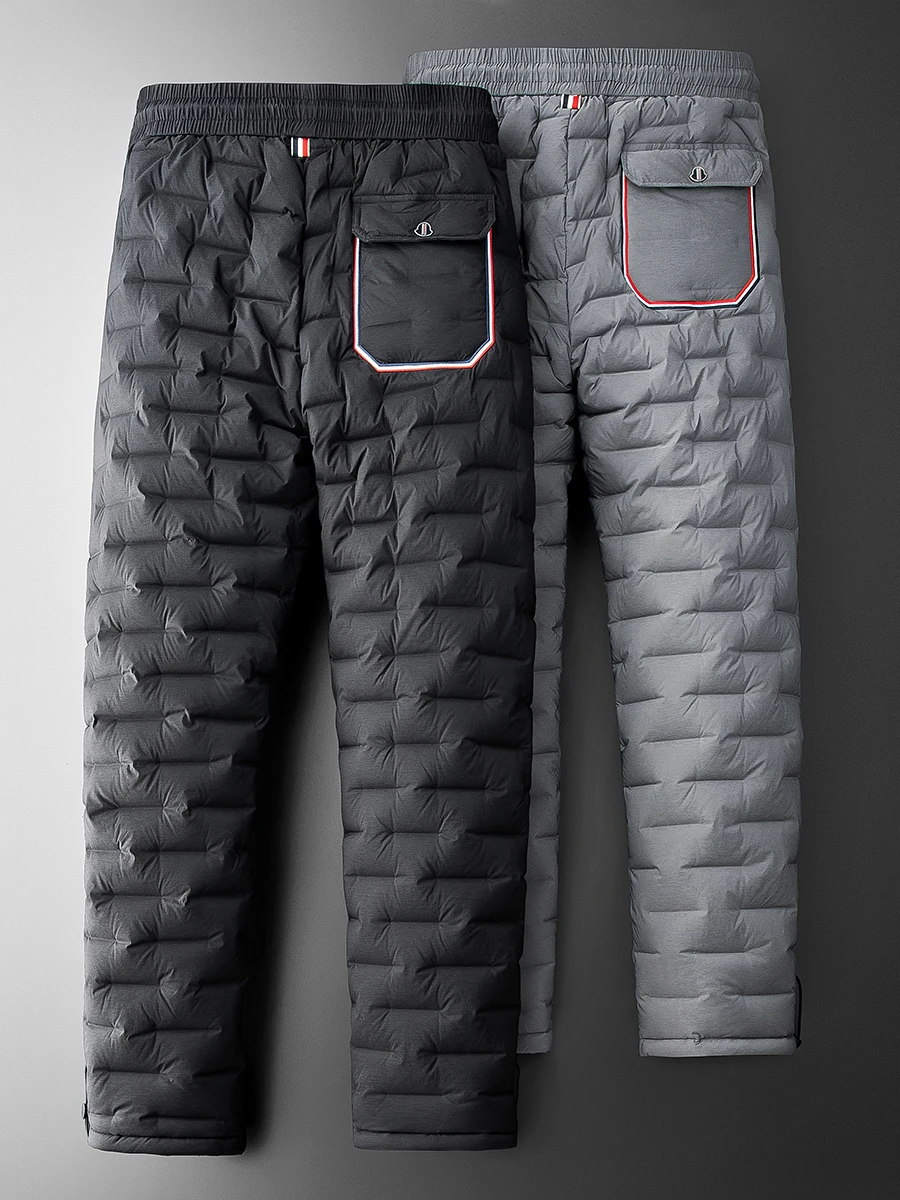 

High-End Windproof Waterproof Thiened Warm Goose down Pants Men's Slim Straight Tube Northeast below 40 Deees down Pants ...