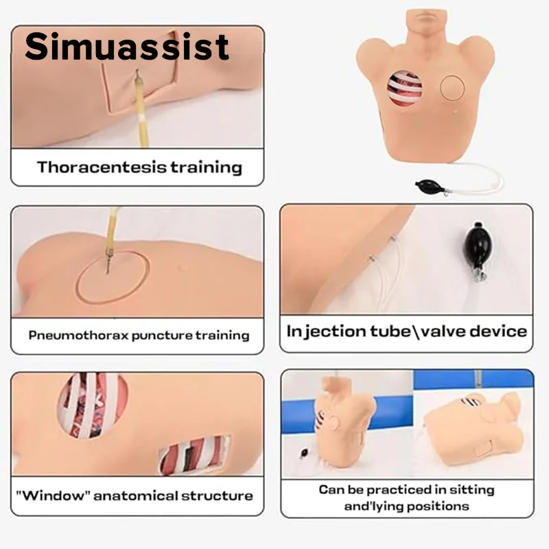 Thoracentesis And Drainage Model,Pneumothorax Puncture Hydrothorax Intubation Care, Chest Wound Nursing Teaching Simulator view 5