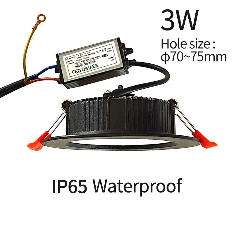 Waterproof Downlight LED Outdoor Lighting IP65 3W 85-265V with Driver Kit Bathroom Toilet Kitchen Balcony Outdoor Doorway Ceilin