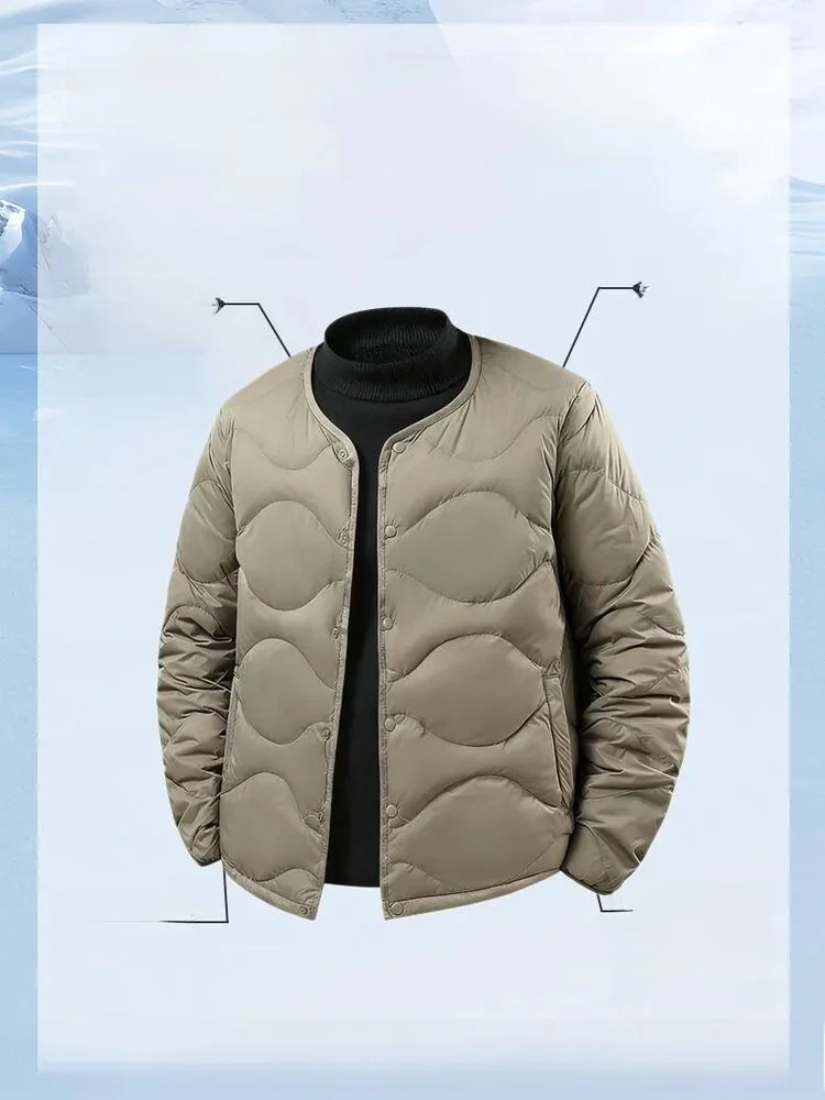Warmth 90 down Filling V-Ne Men's Faionable Autumn Winter Du down Jaet  Line Straight Supply Waterproof