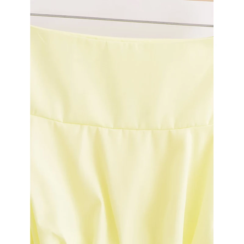 YENKYE New Women Lemon  Yellow Side Zipper Mid Waist Balloon Mini Skirt  Summer faldas para mujeres