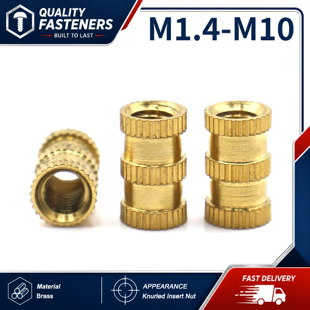 5-50pcs Brass Knurled Heat Set Threaded Insert Nuts For Injection Molding M1.4 M1.6 M1.7 M2 M2.5 M3 M4 M5 M6 M8 M10