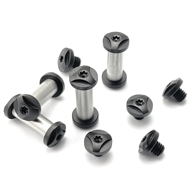 12 Sets/lot Fits for 6MM Hole Stainless Steel Knife Handle Pair Lock Screws M4 Thread T8 Torx Nut Head Button Spindle Nail Rivet