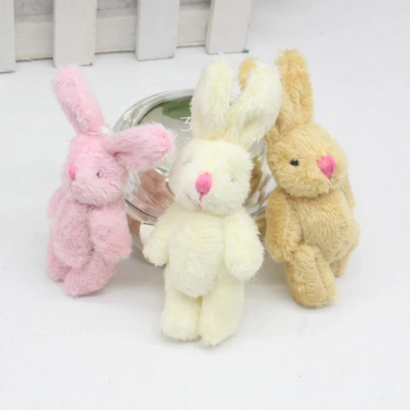 

6cm Realistic Dollhouse Plush Soft Stuffed Rabbits Bunny Miniature Decoration Mini Joint Rabbit Pendant