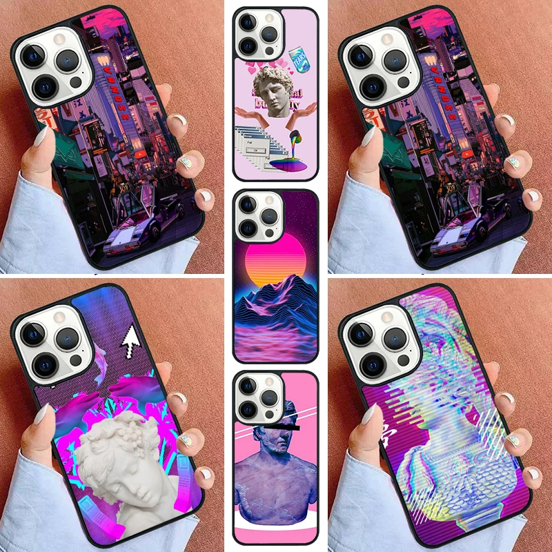 Vaporwave Glitch Phone Case For iPhone 11 12 13 14 15 16 Pro Max Mini Cover For iPhone Max 5 6 7 8 Plus Coque Shell