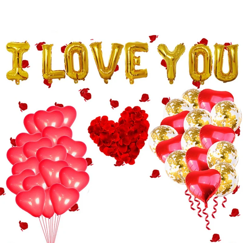 Kit de ballons coeur pour la fête de Léon, décoration florale de mariage, pétales de rose injRose, rouge foncé, 1000 pièces