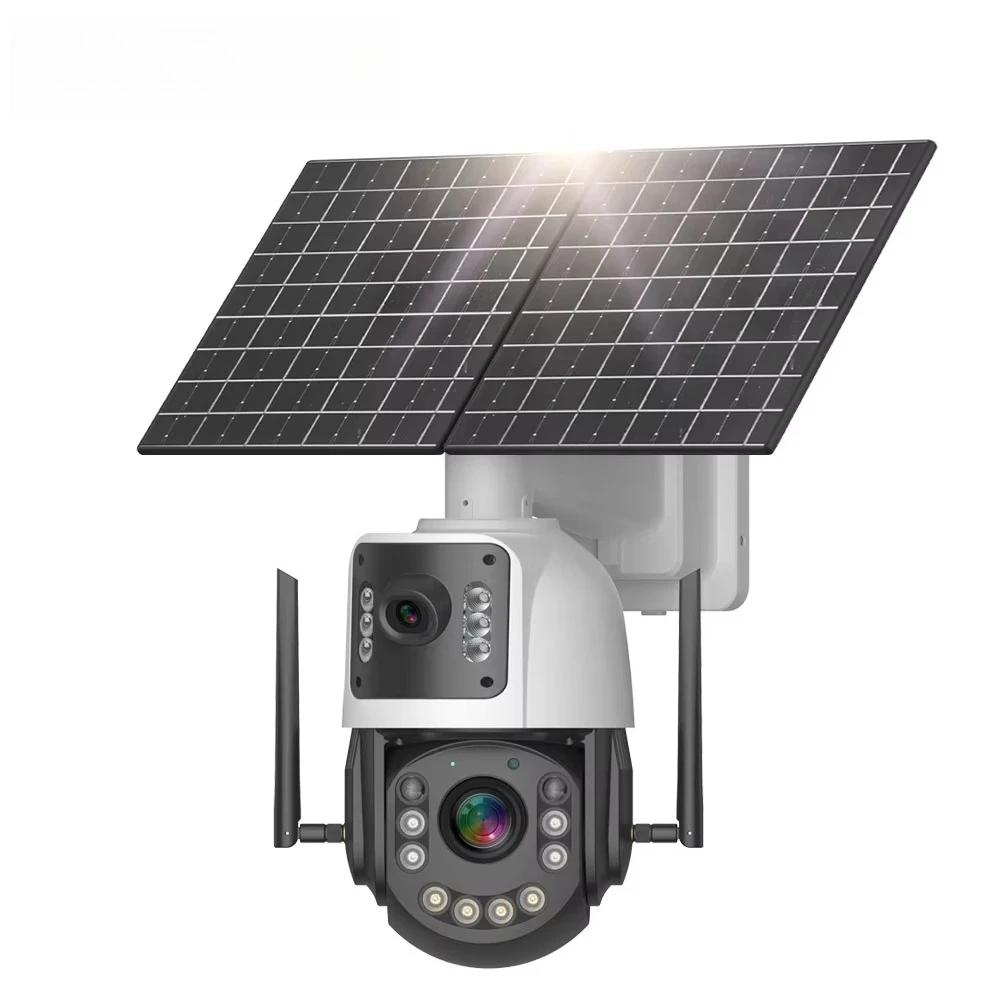 2k Dual Screen AOV 4g Solar  Outdoor 4MP 50X Optical Zoom 24/7 Video Recording Automatic Tracking Surveillance