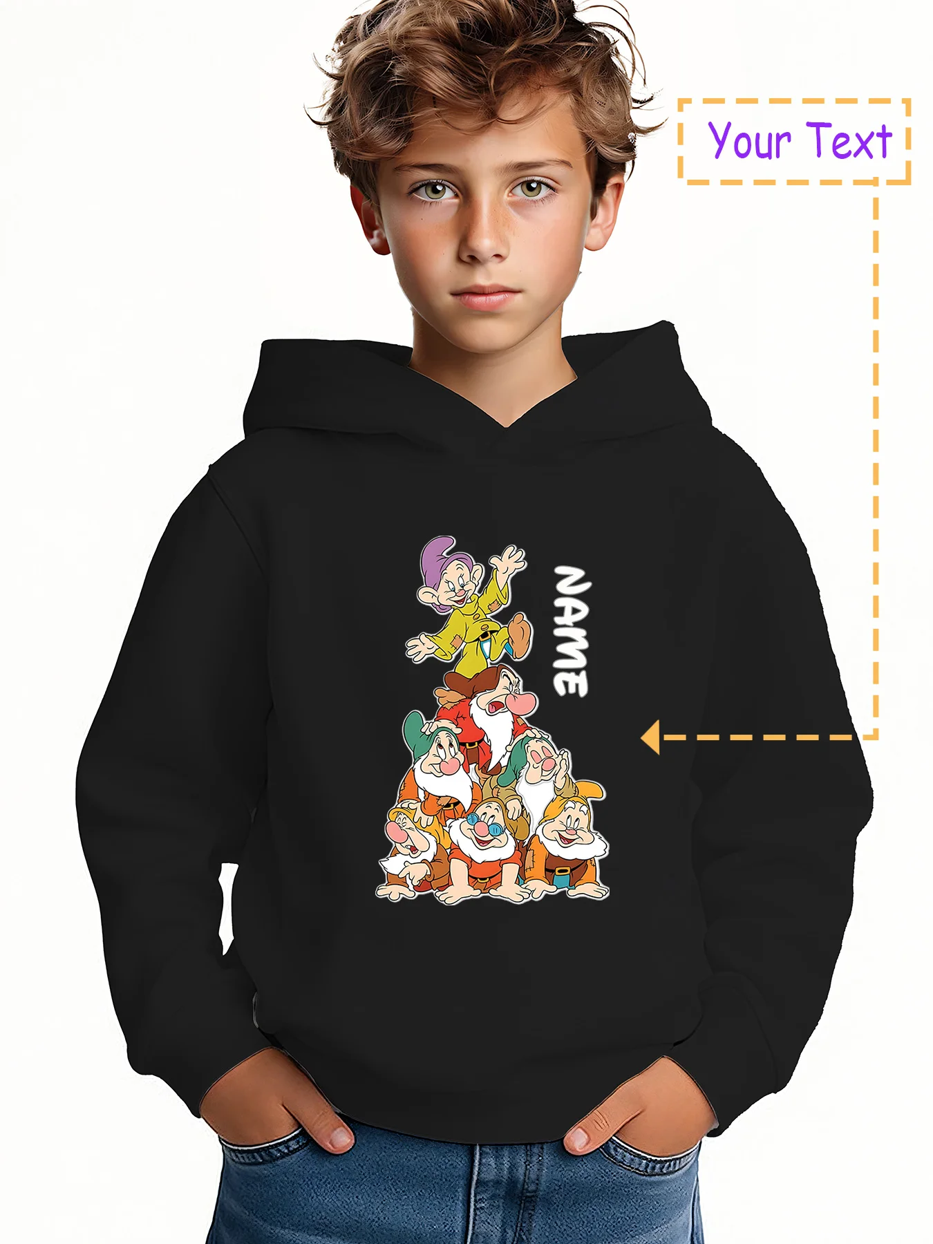 

MINISO Seven Dwarfs Stacking Hoodie - Disney Snow White Dwarfs Stacking Hoodie with "NAME" creative typography