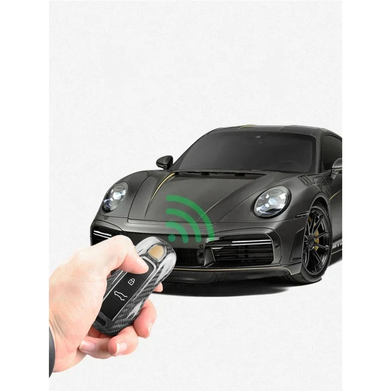 

Real Carbon Fiber For Porsche Cayenne 918 Panamera 911 Carrera Taycan Macan 718 Cayman Boxster Key Housing Cover Shell Case