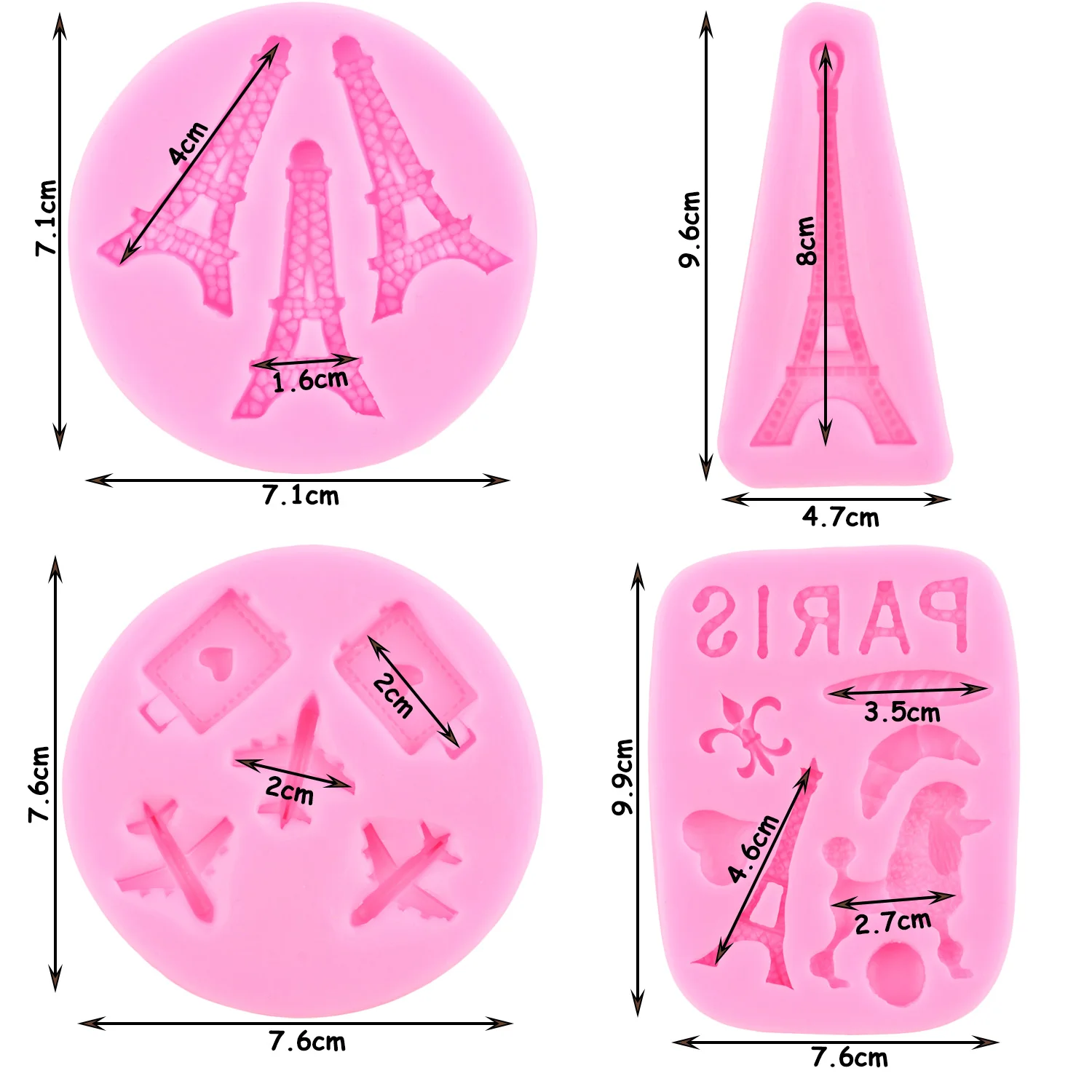 I Love Paris Silicone Mold Airplane Eiffel Tower Fondant Molds Cake Decorating Tools Chocolate Mould Candy Resin Clay Moulds