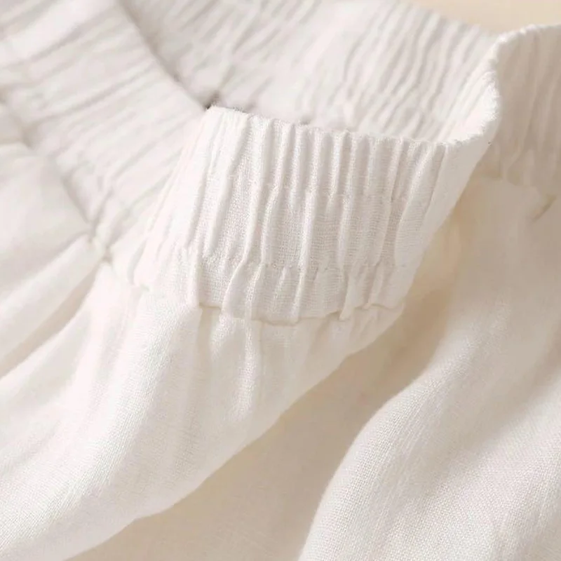 Mode Volle Länge Casual Hosen für Frauen Baumwolle Leinen Breite Bein Hosen Solide Sommer Hosen Weibliche Lose Hohe Taille Gerade Hosen – Detail 3