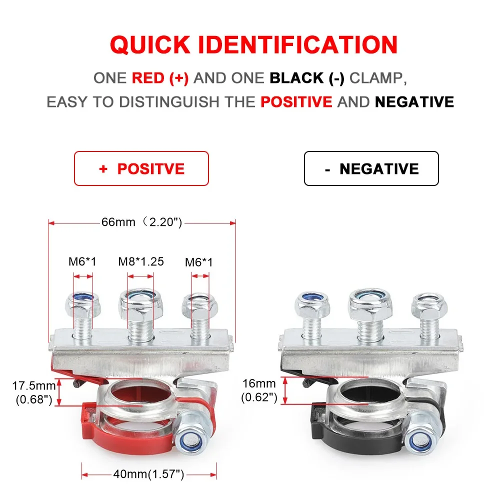 1 par de terminales de batería de poste superior de coche automotriz de 12V y 24V, conectores de Terminal de abrazadera de Cable, accesorios para coche