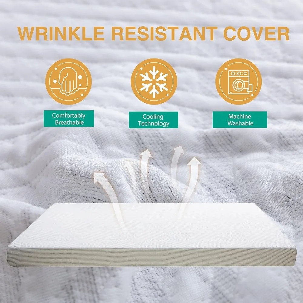 مرتبة أريكة نوم كاملة الحجم - إسفنج ميموري فوم مقاس 4.5 بوصة مع قماش خالي من الألياف وغطاء قابل للغسل #5