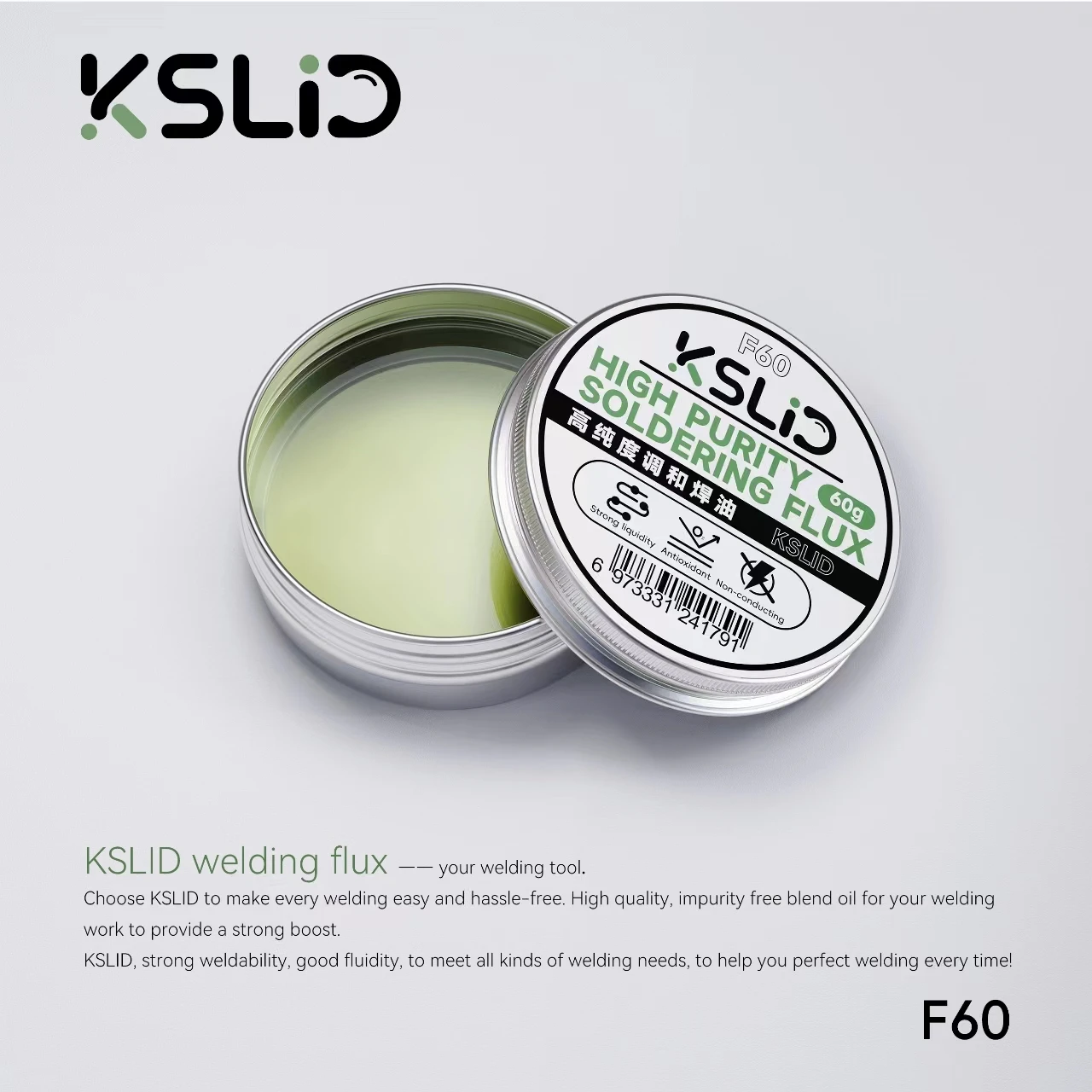 KSLID F60 Soldering Flux Lead-Free Solder Paste No Clean Halogen-Free Welding Flux for Mobile Phone PCB Soldering Repair Tools