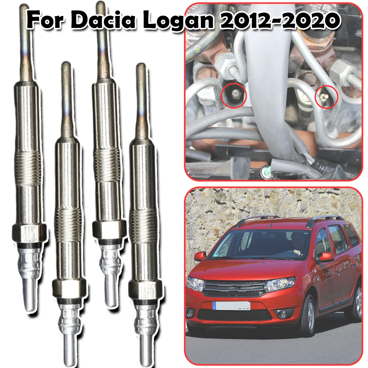 

4PCS Diesel Heater Nickel Plating Glow Plugs For Dacia Logan 2012 2013 2014 2015 2016 2017 - 2020 1.5DCi 110655687R 8200682592