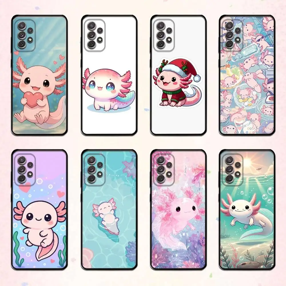 

C-Cartoon Cute A-Axolotl Phone Case For Samsung S 25,24,23,22,30,21,10,9,Ultra,Plus,Lite,FE,4,5 G Soft Black Case