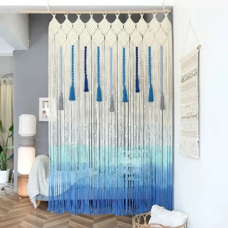 Hand-dyed tapestries, fringed door curtains, curtains, partitions, homestay decoration, soft decoration with pure cotton door