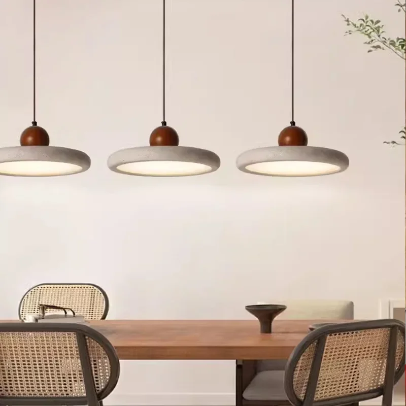 

SANDYHA Yellow Cave Stone Chandeliers Retro Round Pendant Lamp for Dining Room Bedroom Bedside Kitchen Island Lighting Fixtures