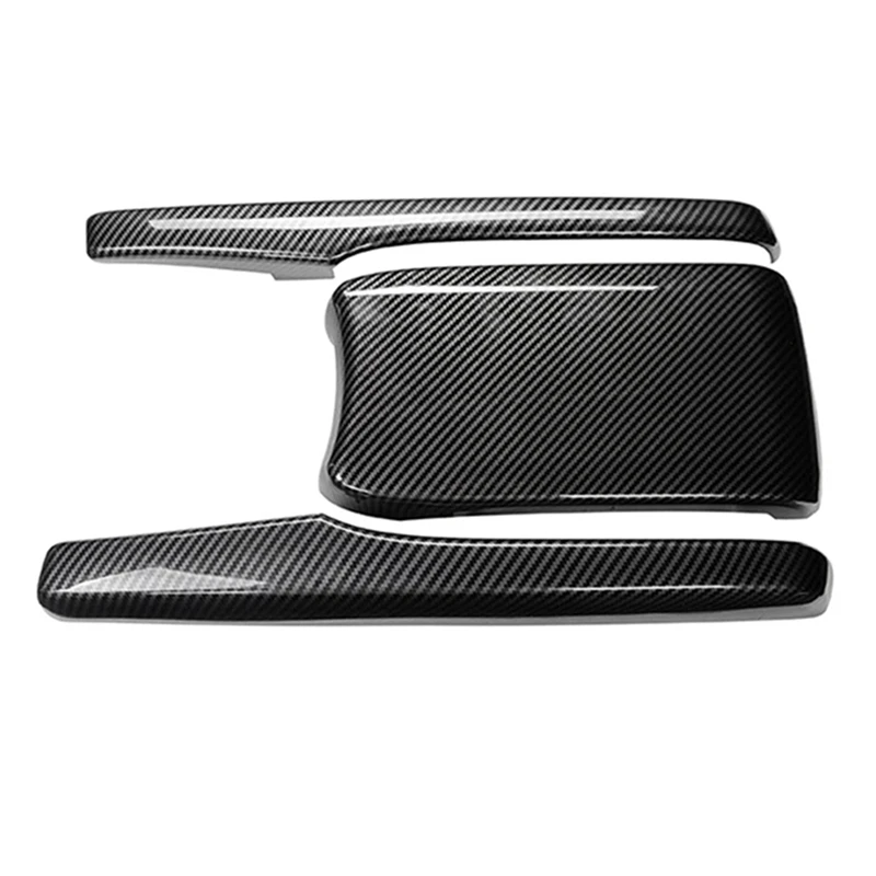 3 Pcs Car ABS Carbon Fiber Central Armrest Box Panel Cover For Honda Civic 2016- 2021 Replacement Interior Parts Accessories