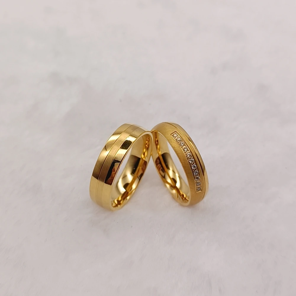 2024 Flawless High Quality 18K Gold Plated Jewelry Rings Dubai Wedding Ring Promise Engagement Lovers Marriage Bridal Sets