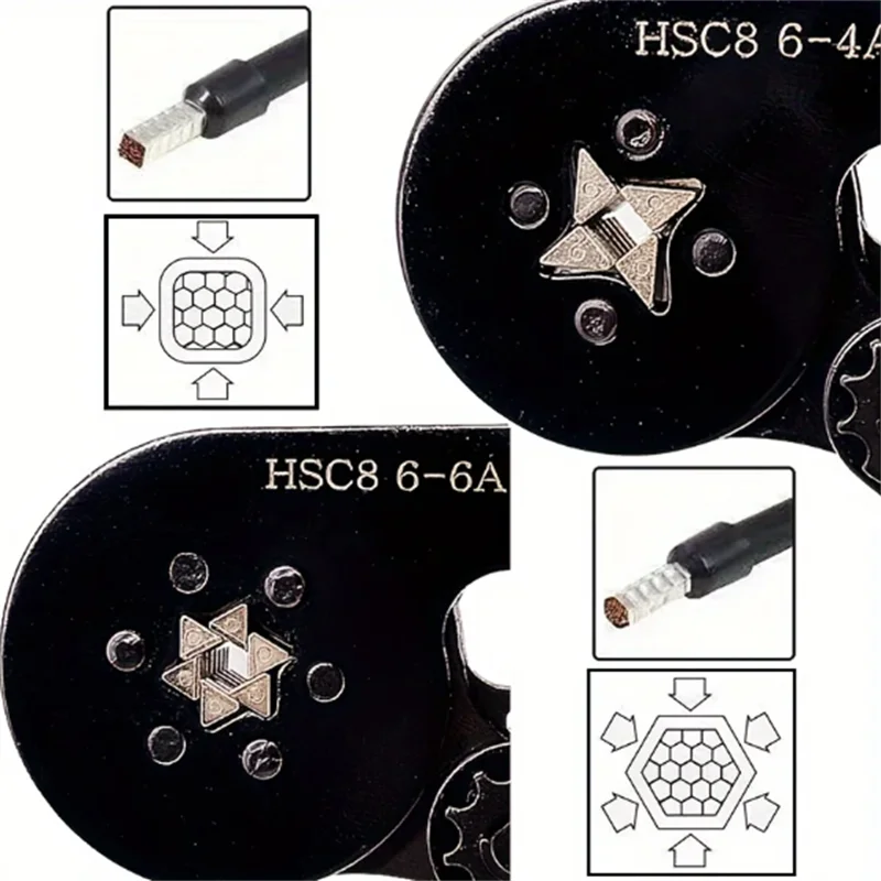 HSC8 6-4 6-6 Self-Adjustable Ratchet Ferrule Crimping Tool Plier 0.25-10mm² Crimper Kit with 400-2000pcs Wire Terminals