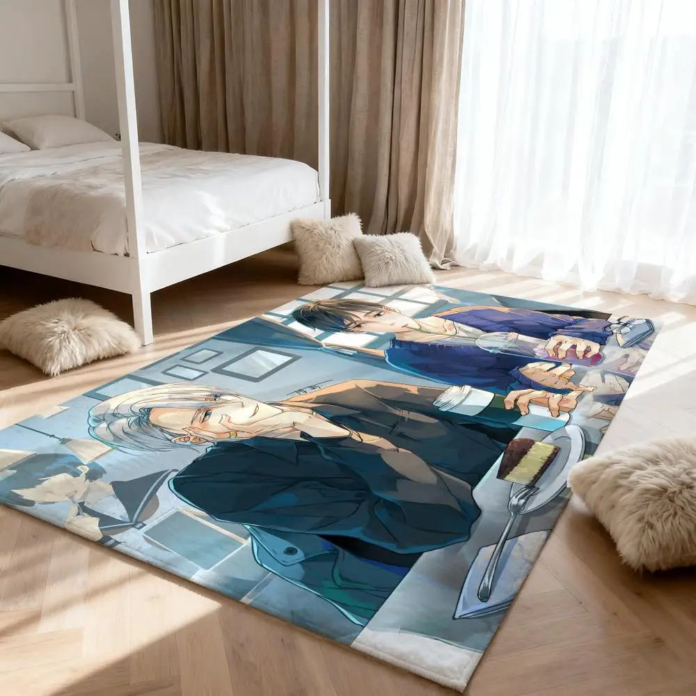 

japan Y-Yuri on IceS Anime Floor Mat Soft Thickened Absorbent Non-Slip Bedroom Living Room Door Mat Home Decor Flannel Rugs