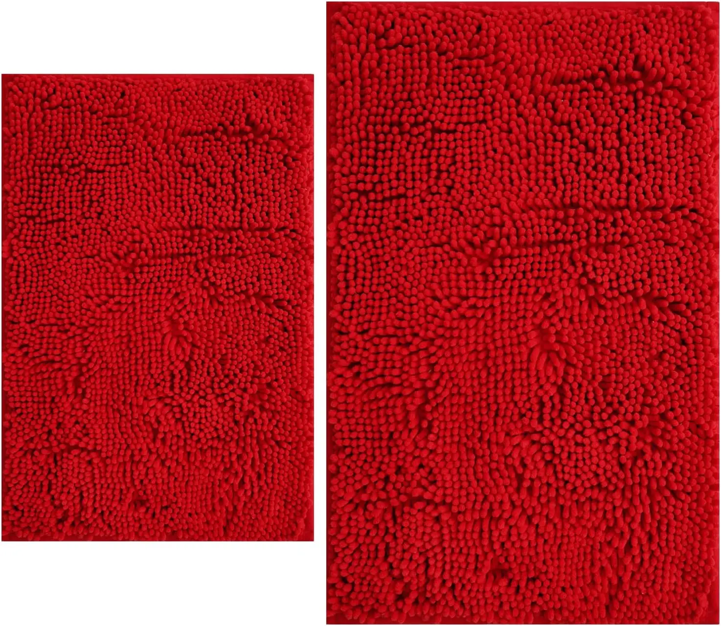 

Набор из 2-х очень мягких ковриков для ванной из шенилла, впитывающие, с нескользящим ПВХ-покрытием, можно стирать в машине (красный)