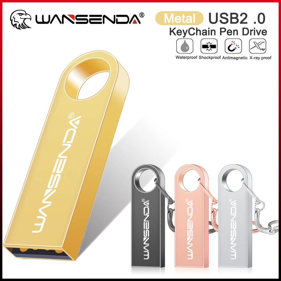 WANSENDA водонепроницаемый USB флеш-накопитель, 8 ГБ, 16 ГБ, 64 ГБ, 128 ГБ