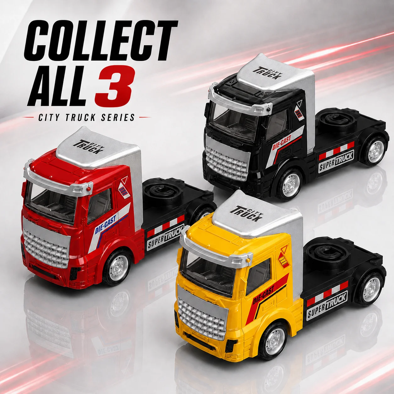 MQUDUO 1:36 City Truck Cab Model, Die-Cast Pull Back Vehicle with Detailed Interior, New Year Holiday Gift and Display Decor