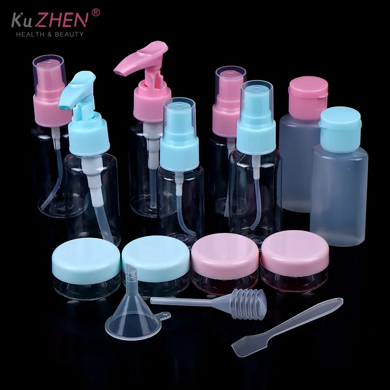 11개 세트 여행용 리필 병 화장품 로션 토너 스프레이 샴푸 필수품 크림 병 빈 용기 세면도구용