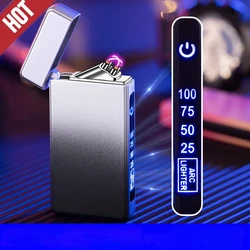 Hot Double Arc Pulse Plasma Electric Lighter With Digital Display Rechargeable Outdoor Flameless Windproof Lighter Men's Gifts