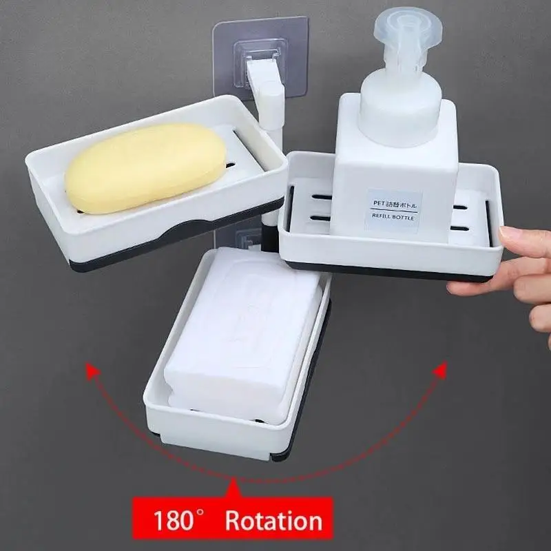 Multi-Layer Rotating Bathroom Storage Rack Wall Hanging Self Adhesive Holder for Shampoo Soap Bathroom Essentials
