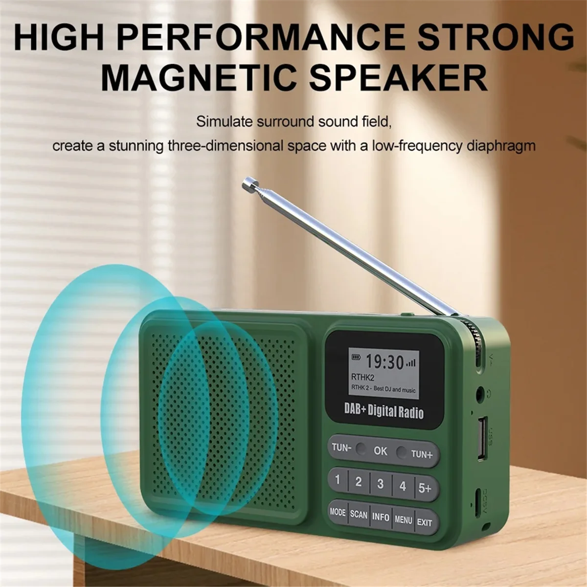 New Tech Portable + Digital Radio Solar Powered Bluetooth FM Radio Supports U Disk TF Card Mp3 Play Loudspeaker LCD Display