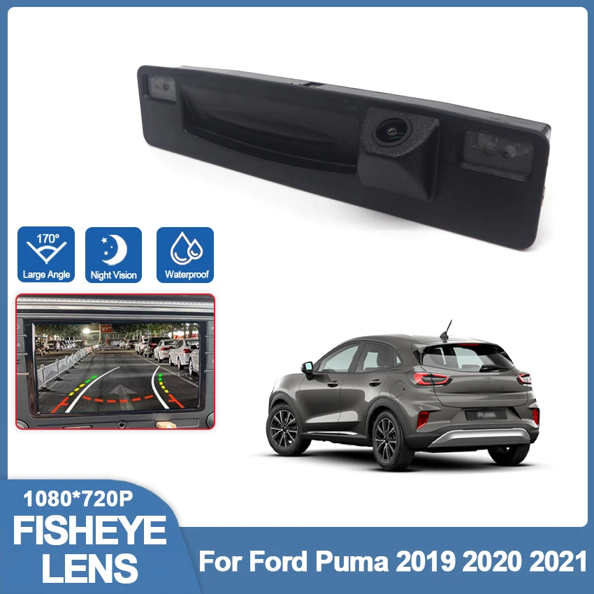 HD Trunk Handle Camera For Ford Puma 2019 2020 2021 CCD Night Vision High quality Backup Reverse rear view Camera Wide Angle