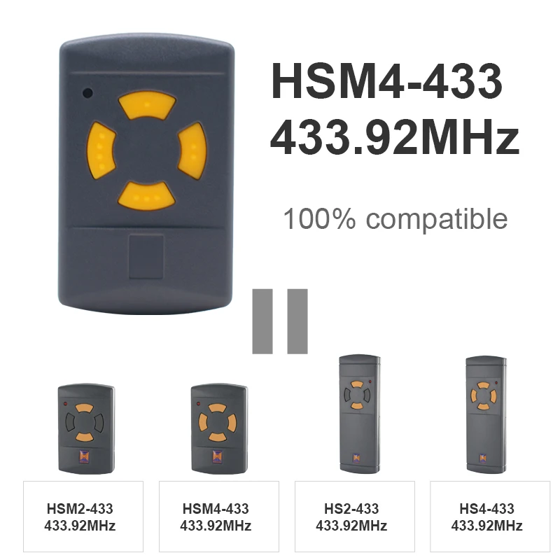 

Clone Hormann HSM2 HSM4 Garage Remote Control 433.92MHz 433 MHz Fixed Code Gate Door Opener Keychain Handheld Transmitter