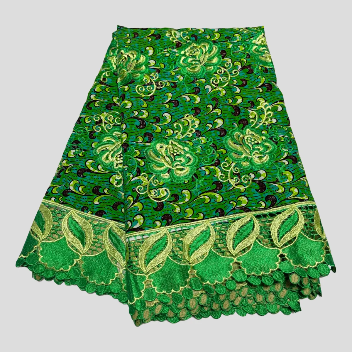 

Green Embroidery Guipure Ankara Fabrics African Wax Cord Border For Asoebi Dress Sewing Materials