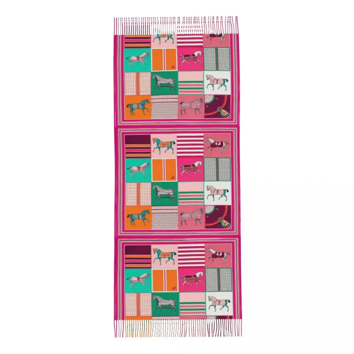 الحصان الكرتون شال التفاف للنساء الشتاء وشاح طويل ناعم عشاق الحيوانات منديل شال الأوشحة