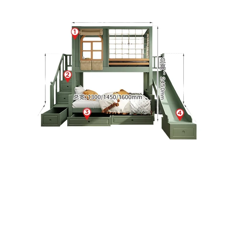 

Children's room furniture combination set, storage bed, children's bed, all solid wood