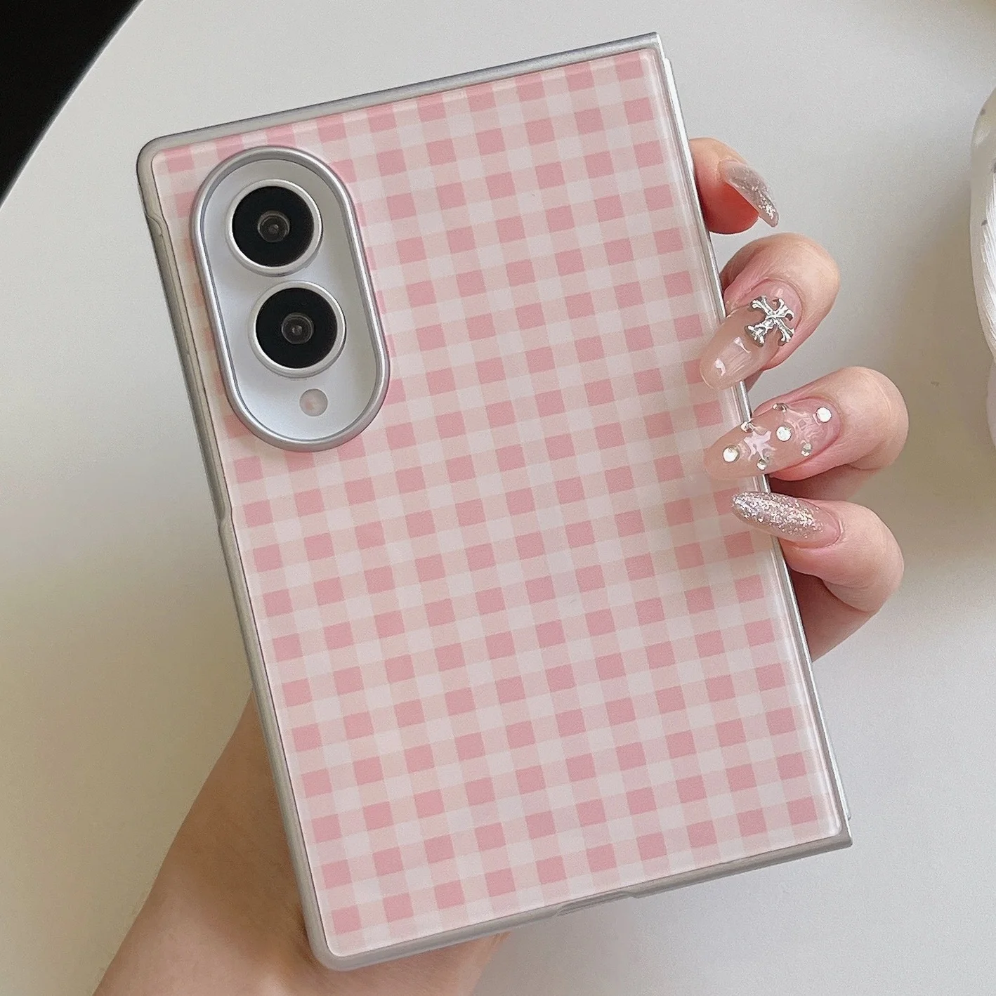 Grid Pattern Glass Cover For Samsung Galaxy Z Fold 8 Ultra Electroplating Case For Samsung Z Fold 7 ZFold6 5 4 Shockroof Shell