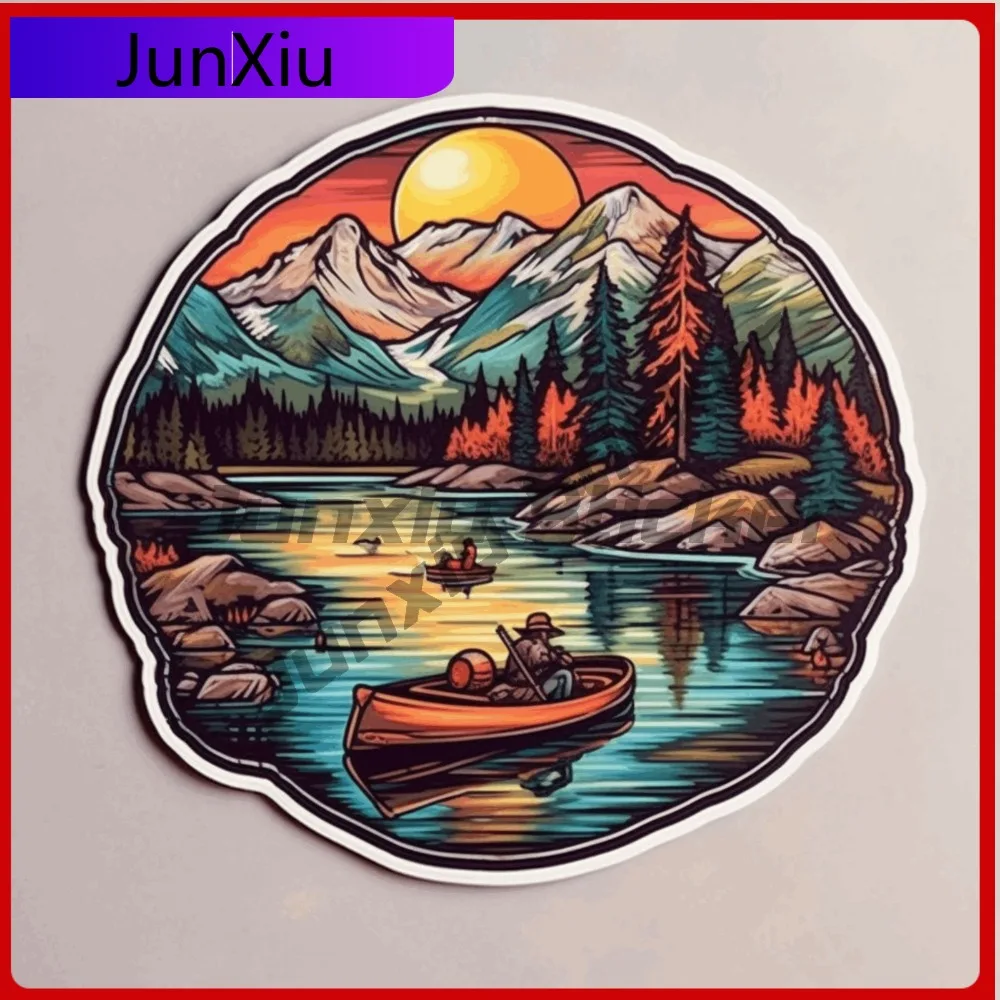 

Canoe in the River Sticker Nature Decal for Truck Vintage Waterproof Vinyl Decor Car Laptop Window Bumper
