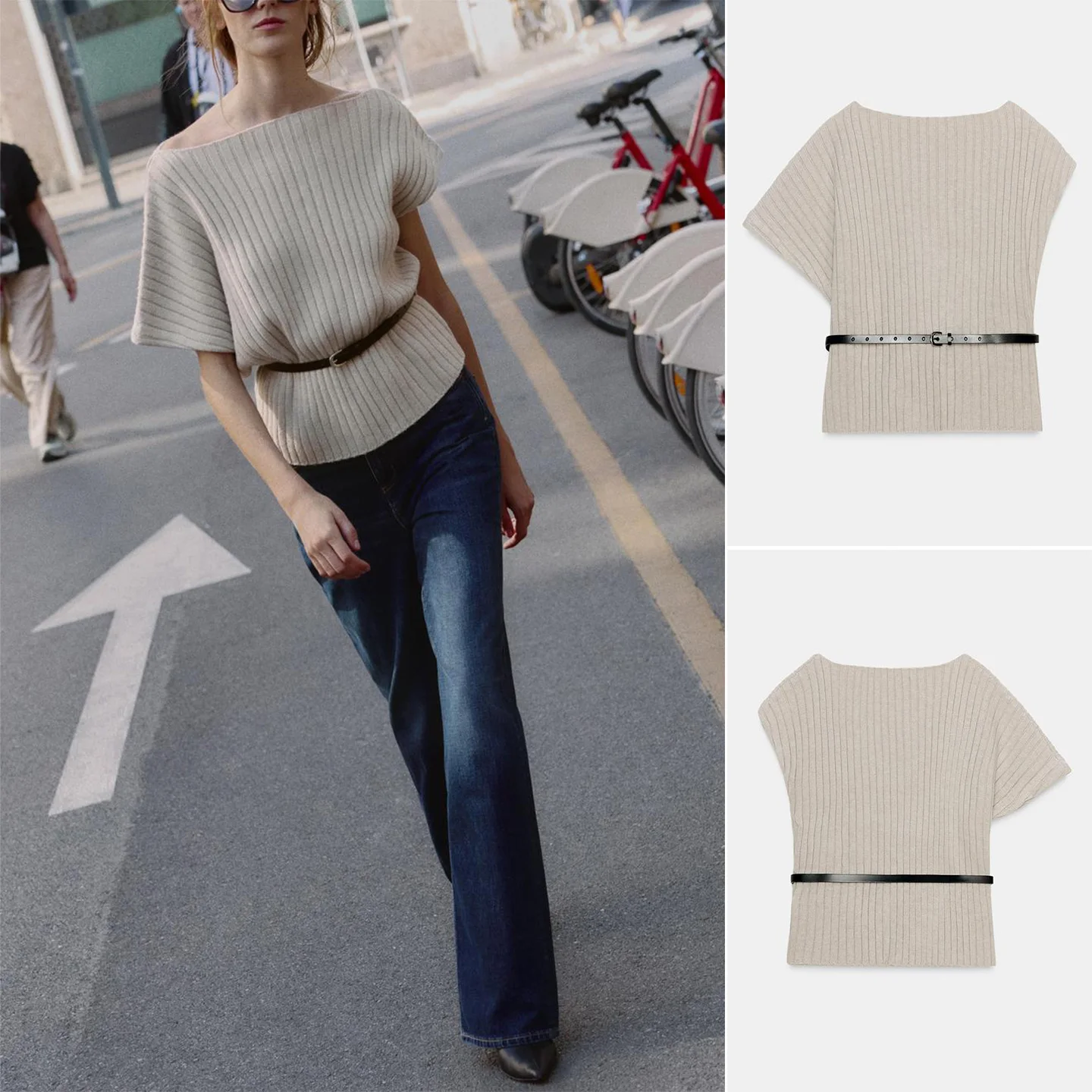 Fall New Women's Simple Asymmetric Belt Top Polyester Fiber Regular Sve Length Overhead Wear China Made Faion Sle