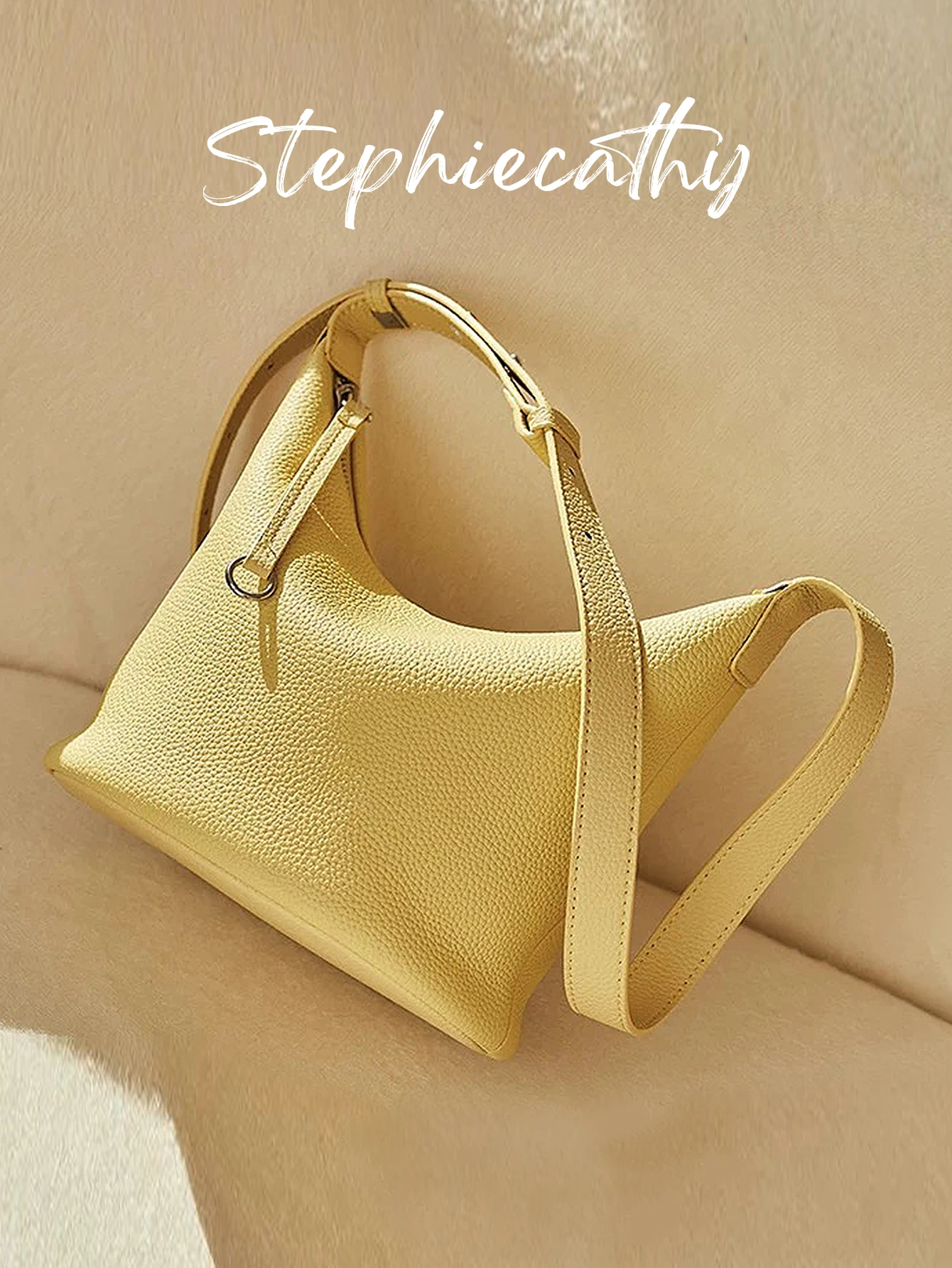 

SC Minimalist Design Women's Genuine Leather Shoulder Bag Cross body Handbag Versatile Purse Bucket Hobo Casual Daily Commute