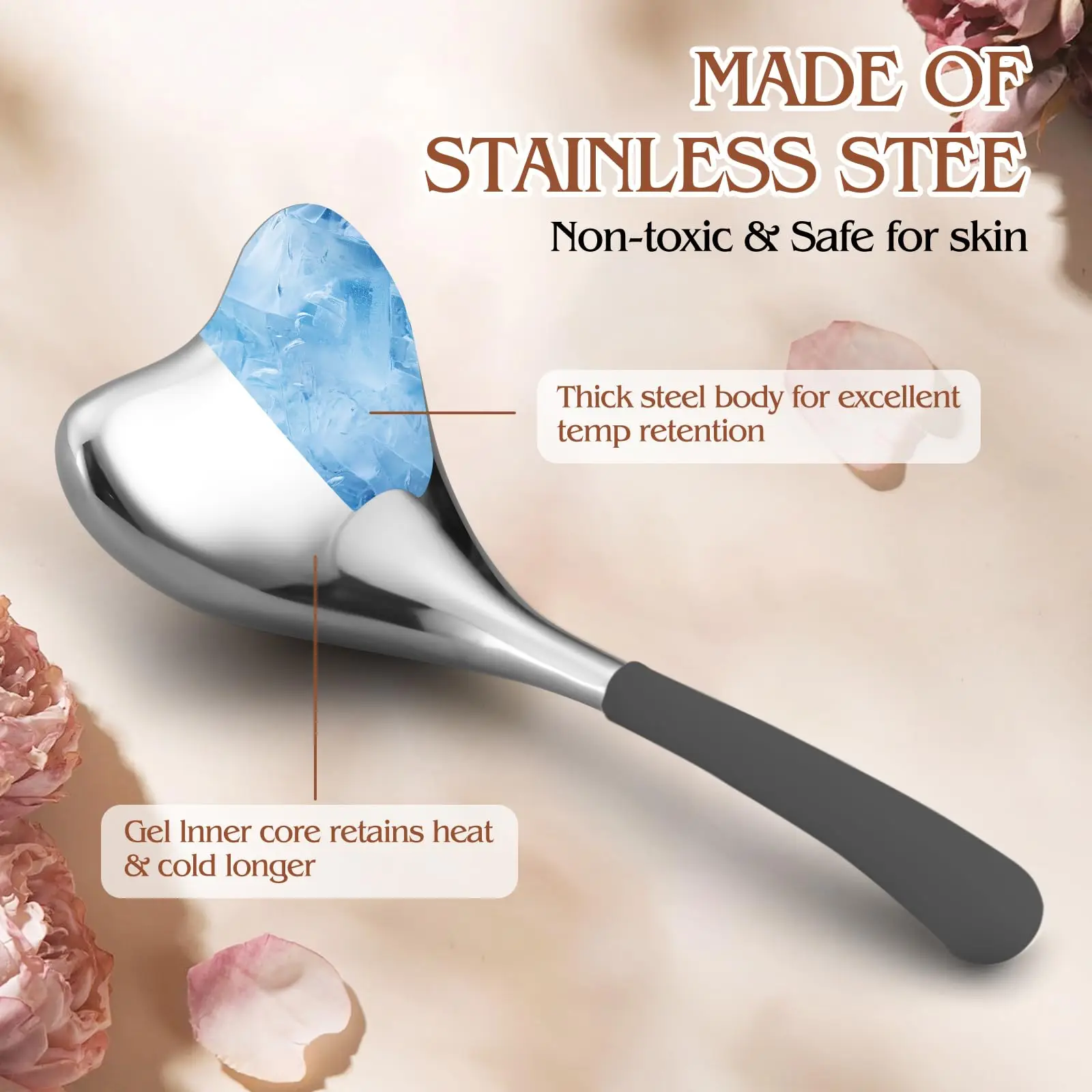 Globos de hielo, herramientas para el cuidado de la piel facial para mujeres, cara y ojos, palos criogénicos de belleza facial de acero inoxidable para niñas y mujeres