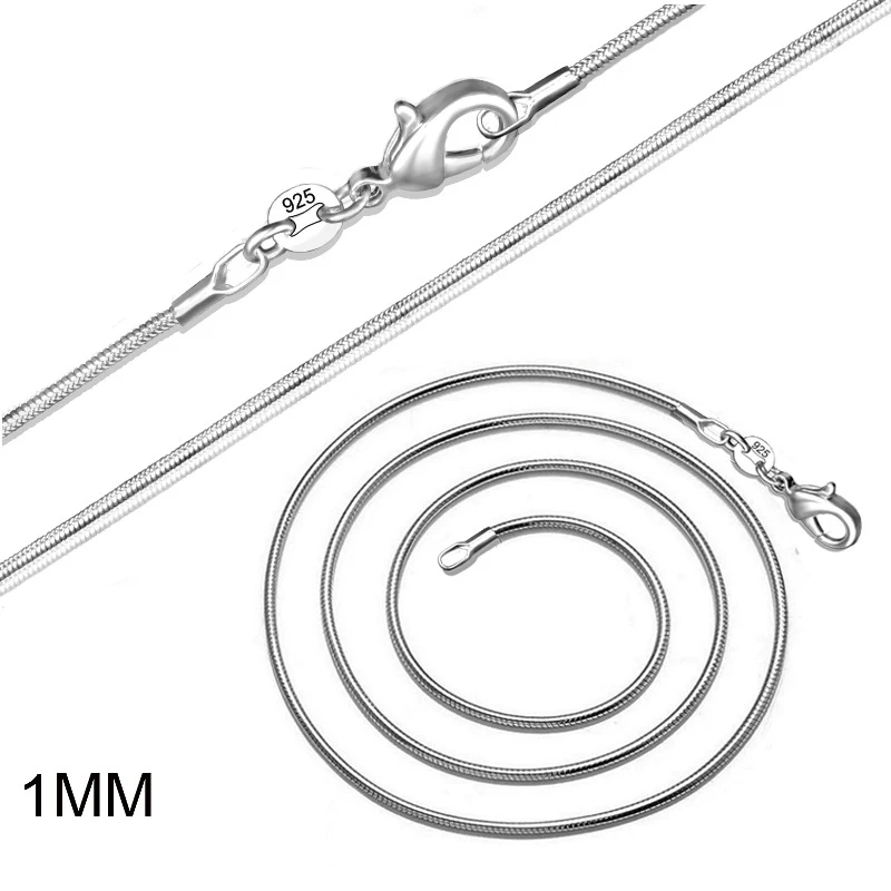 10Pcs Wholesale Silver Plated 1MM Snake Chain Necklace for Women Man 16-30 inches Fashion Party Wedding Jewelry Gifts
