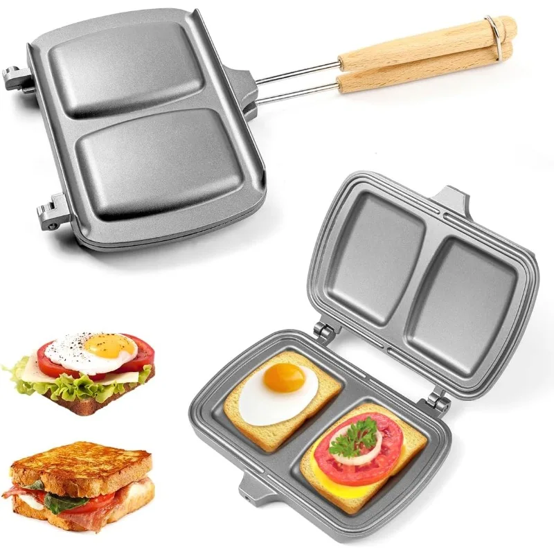 Sandwich Maker,Double Head Breakfast Sandwich Maker, Hot Dog Toaster,Grilled Cheese Maker Nonstick Sandwich Maker Flip Grill Pan