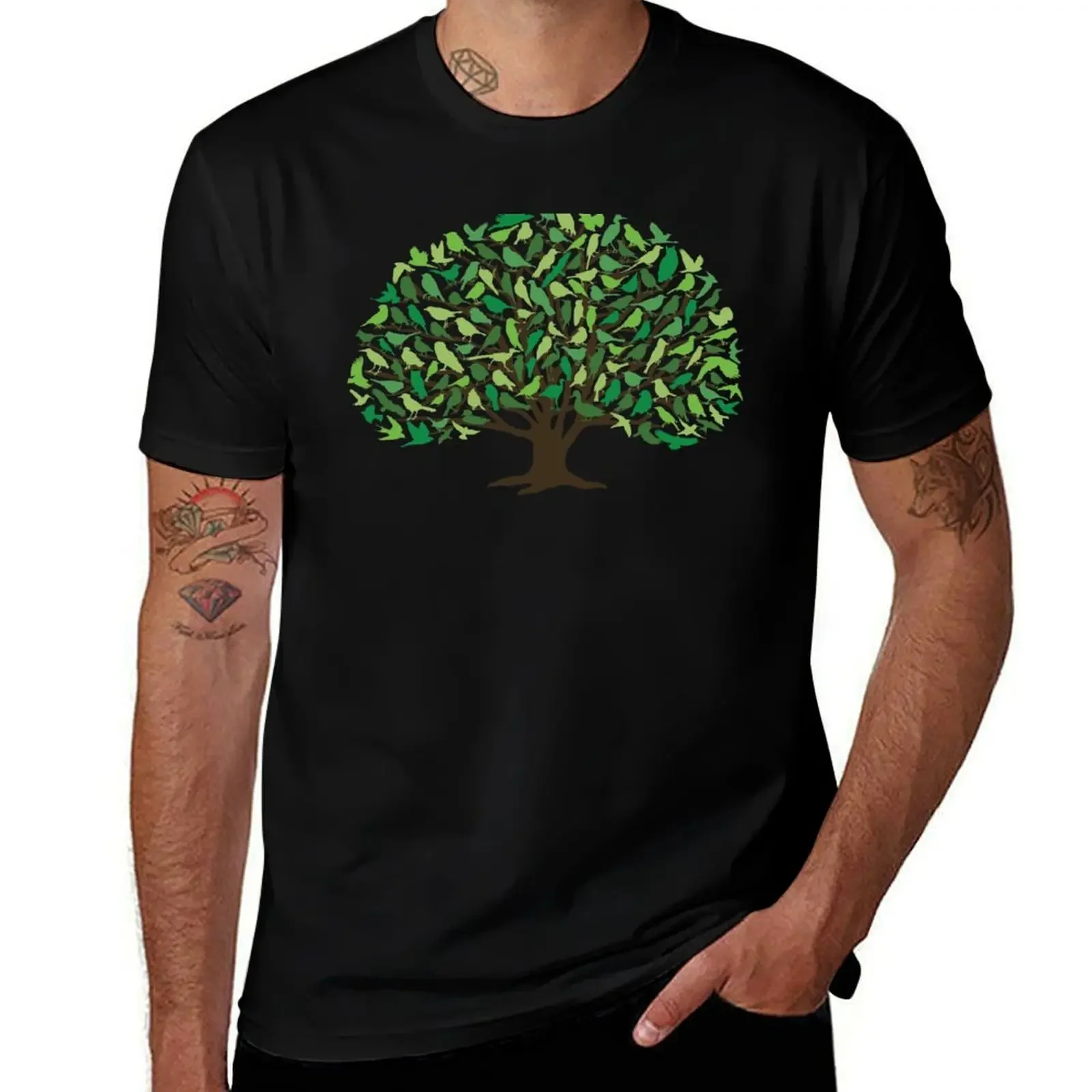 Oak Woodland Birds Summer Green Tree Art T-Shirt tops man clothes vintage t shirts essential t shirt outfits for men