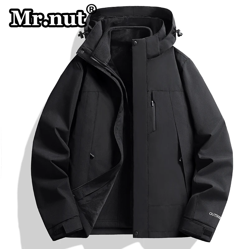 Mr.nut Fleece Detachable Removable Jacket 2 Piece Set Outdoor Couple Windbreaker Coat Climbing Suit Camping Waterproof Jackets