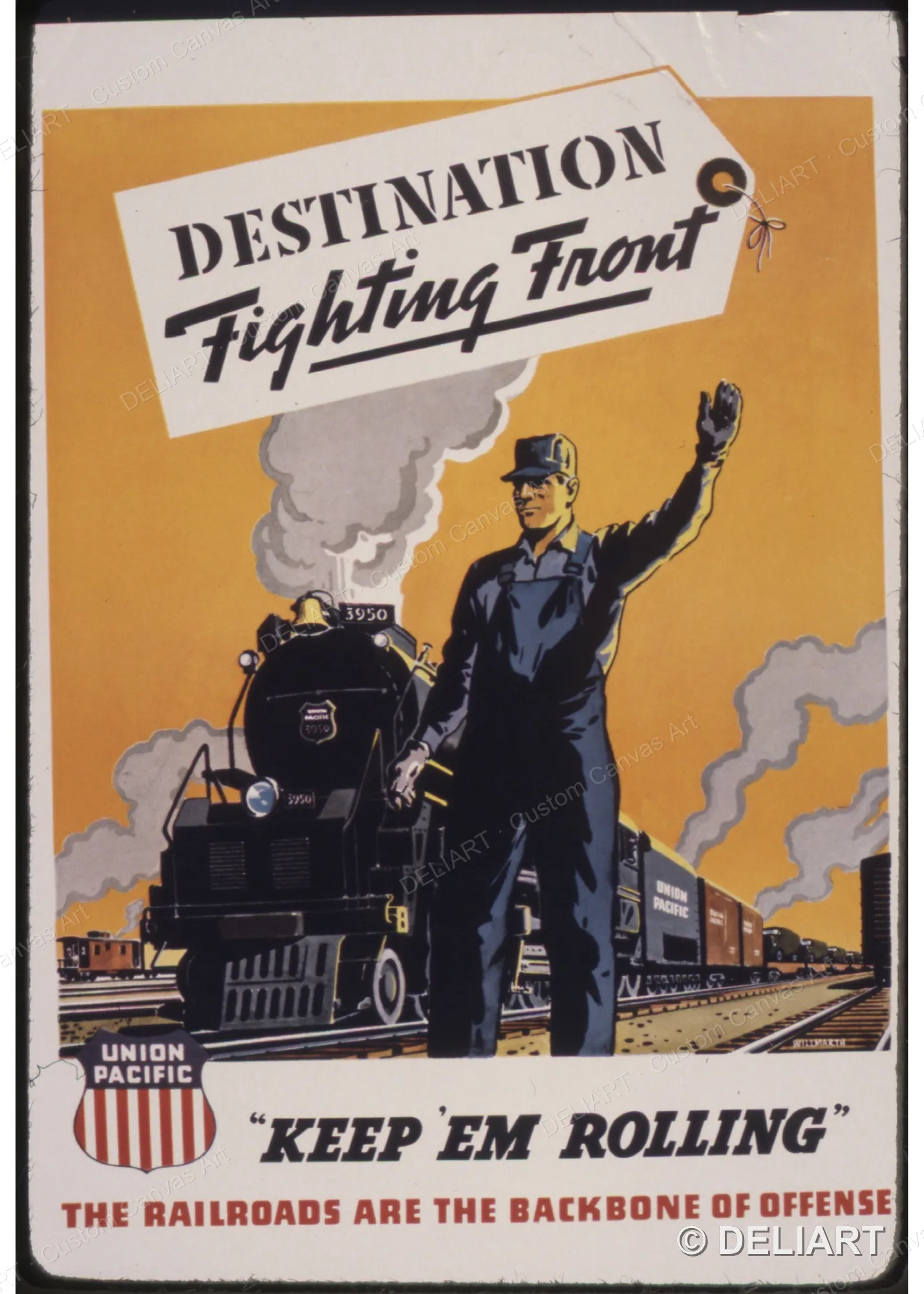 Destination fighting front Vintage WWII Propaganda Canvas Wall Art Poster Print Retro Home Decor Unframed