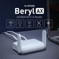 GL.iNet Beryl AX MT3000 Pocket-Sized Wi-Fi 6 Wireless Travel Gigabit Router,Cybersecurity, Tethering, RV, Parental Control