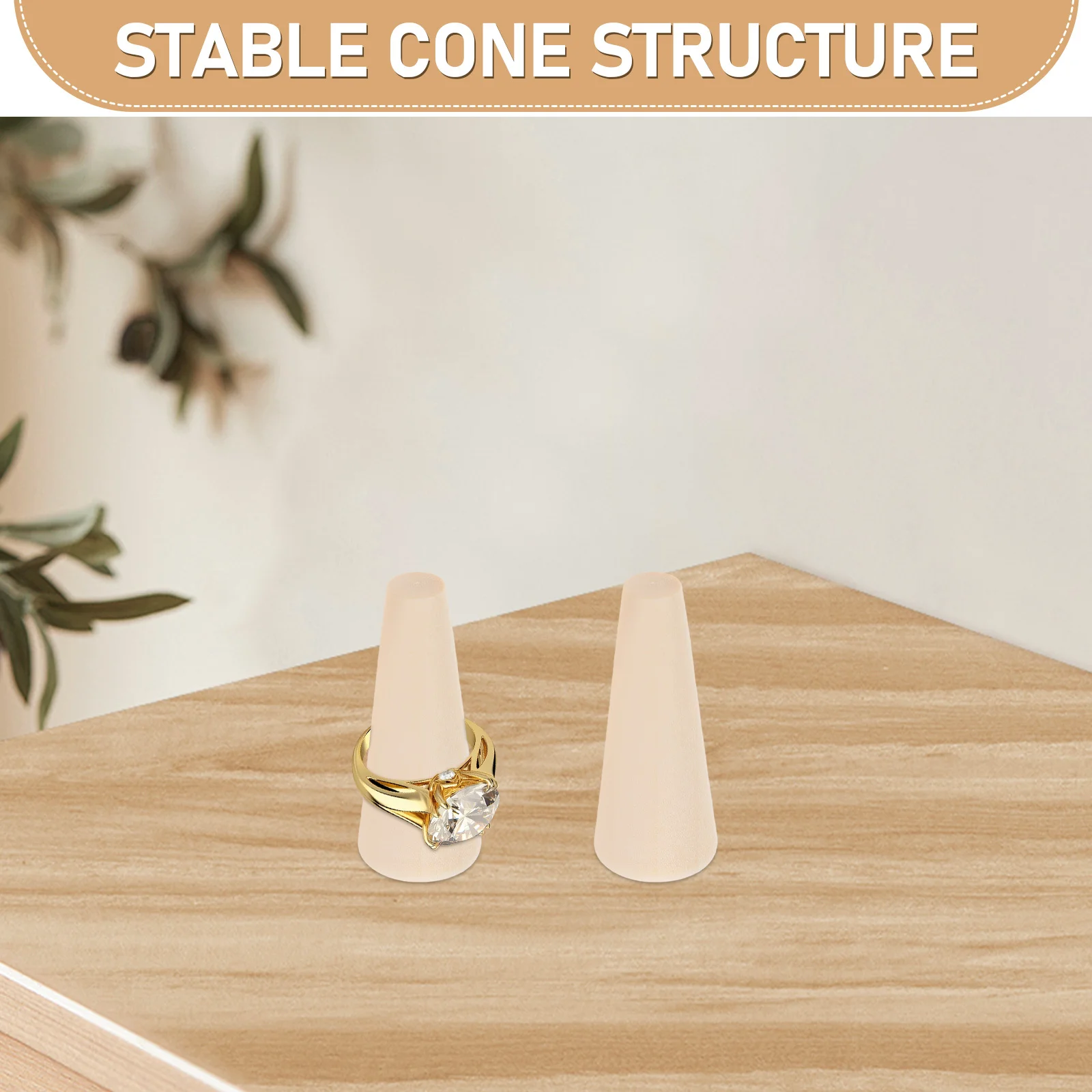 20Pcs Wooden Cone Ring Jewelry Holder Natural Wood Display Stand Organizer Cone Shape Ring Organizer for Home Store